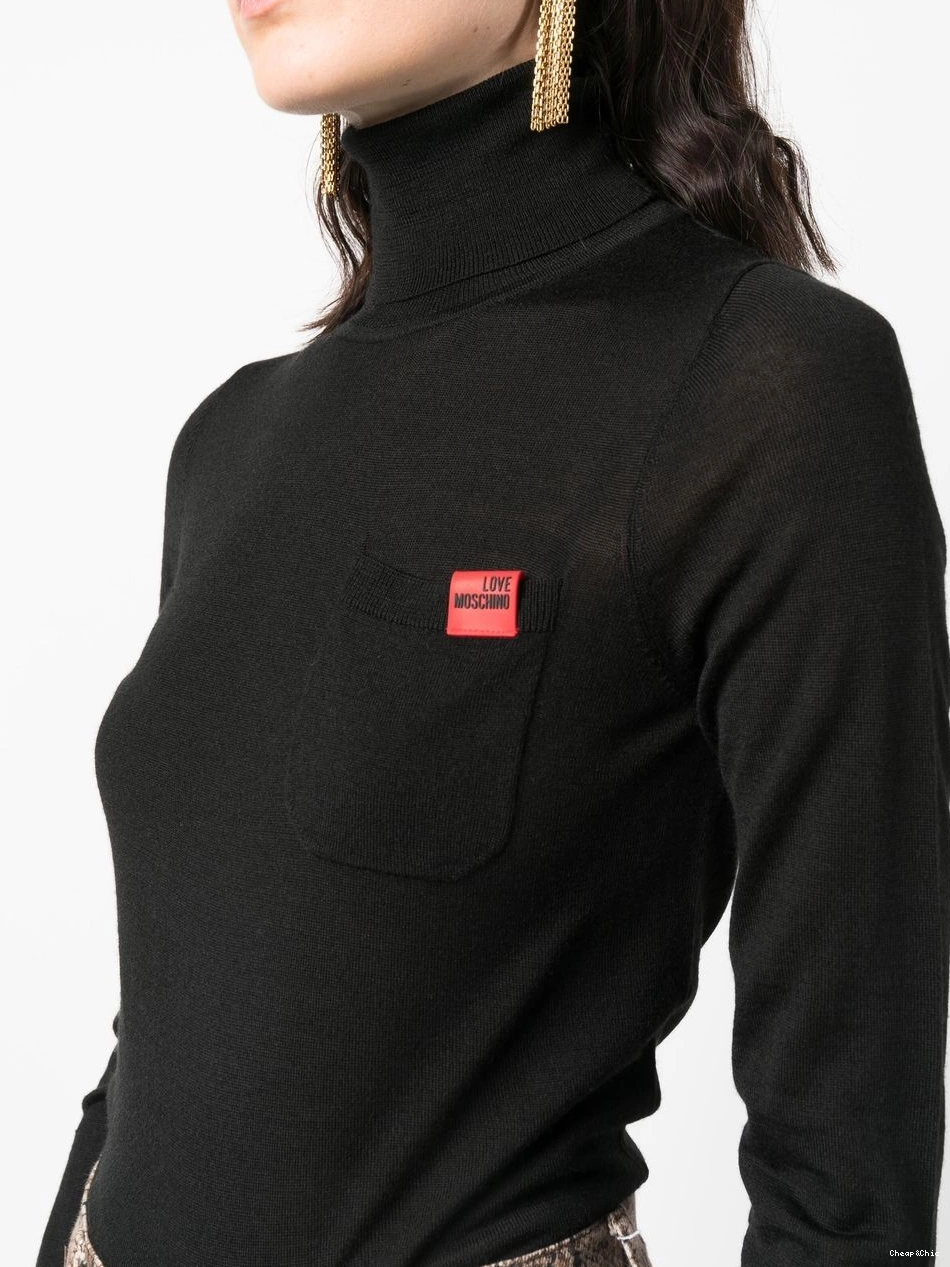 Affordable high Love neck Moschino logo-patch jumper Women 0323
